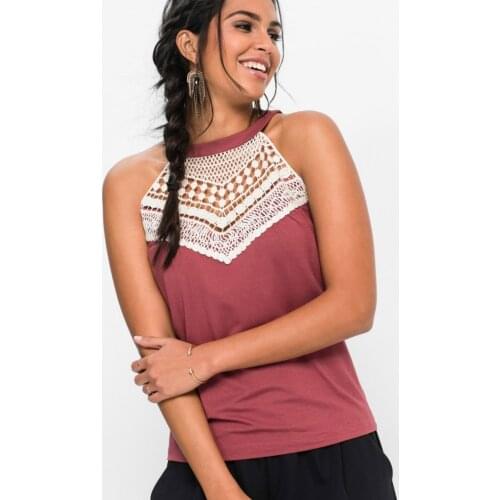 NEW Womens Tops Sexy Slim Fit Sexy Lace Tank Tops Comfortable Cotton Summer Tees Round Collar Ladies Casual Tanks S-XXL