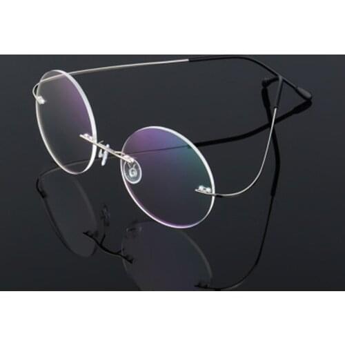Titanium Alloy Men Ultralight Prescription Myopia Male Frameless Round Spectacle Eyeglasses Optical Memory Frame