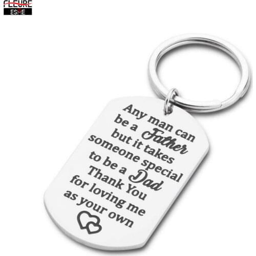 Step Fathers Day Gift Keychain for Dad from Daughter Son Any Man can be a Father Keyring Birthday Wedding Gifts for Stepdad Men