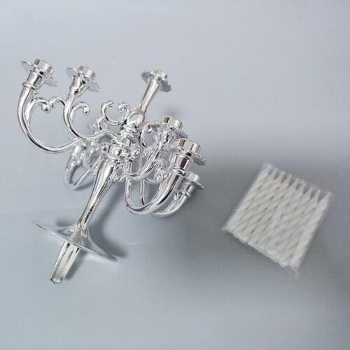 9pcs Candles and Candlestick Bracket 1 Set Cake Topper Birthday Party Cake Candle Holders Toppers Decoration Candlestick Top