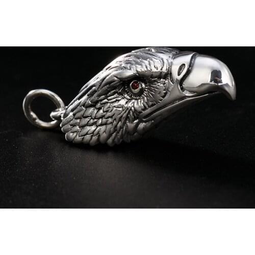 Real Silver Eagle Head Pendant Men S990 Sterling Silver Personality Eagle Head Pendnat Jewelry Gift Male