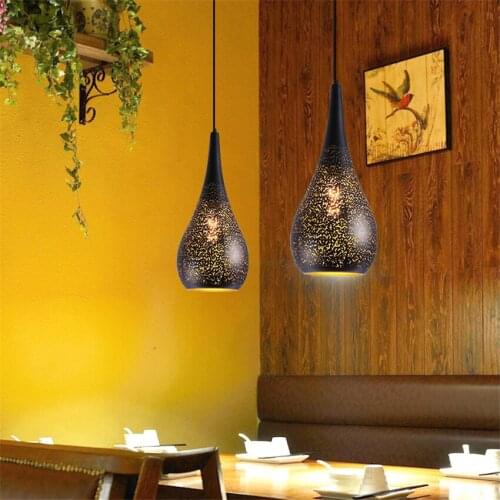 Theme Restaurant Hollowed Skyland Pendant Lights Nordic Loft Industrial Single Head Hanging Lamps Bar Iron Retro Deco Fixtures
