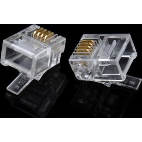 100x Durable 4 Pin RJ11 RJ-11 6P4C Modular High Quality Plug Telephone Phone Connector Hot New Adapter For Dropshipping