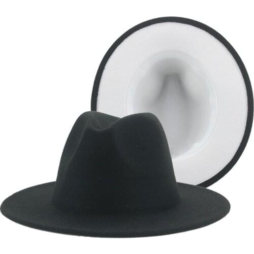 Winter hat solid different color inside fedora hat wide brim formal dress wedding autumn winter women hats sombreros de mujer