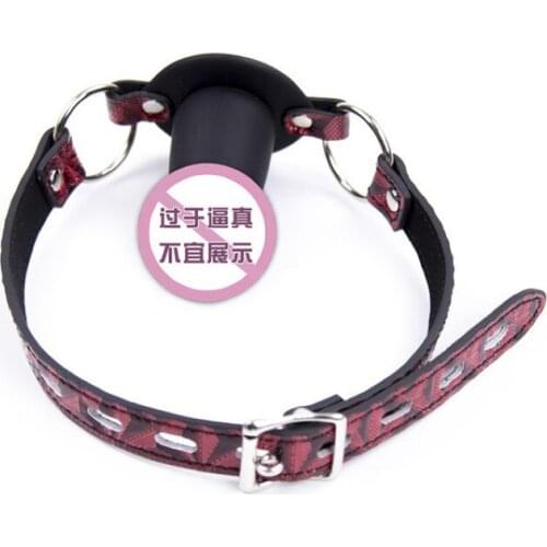 Silicone Dildo Mouth Plug Adult gag Sex Toys For Women Toys Red Bright Leather Flail