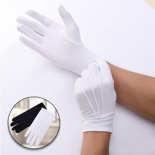 Men Women Etiquette Thin Gloves Black White Stretch Sunscreen Gloves Dance Tight Jewelry Full Finger Gloves Driving Gloves