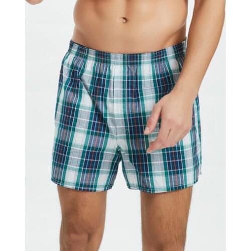 3 Pack Mens Cotton Shorts Knit Trunks Plaid Woven Mid Waist Underwear Plus Size Pants Coton Boxershorts Men