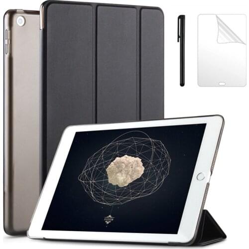 Soft silicone bottom PU Leather Smart Case for New iPad 9.7 inch 2017 2018 model A1822 A1823 A1893 Cover Auto Sleeplim +Film Pen