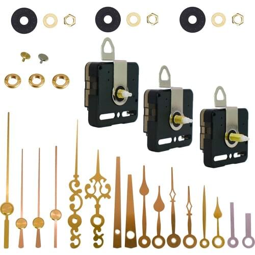 High Clockwork with Long Shaft, Non-ticking Silent Quartz Clockwork, Shaft Clockwork with 6 Different Pairs of Hands