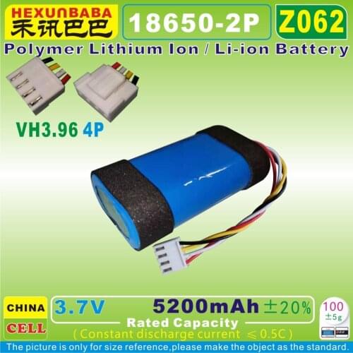 [Z062] 3.7V 5200mAh [18650-2P] VH3.96/4P;NTC;Li-Ion Battery for Bluetooth Speaker JBL Flip 5 Eco Ocean,SUN-INTE-152