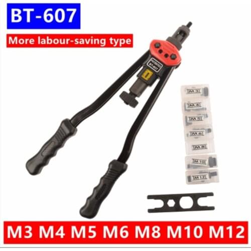 Riveter Gun Blind Rivet Nut Gun Heavy Hand INSER NUT Tool Manual Mandrels BT-607 Auto rive Free shipping