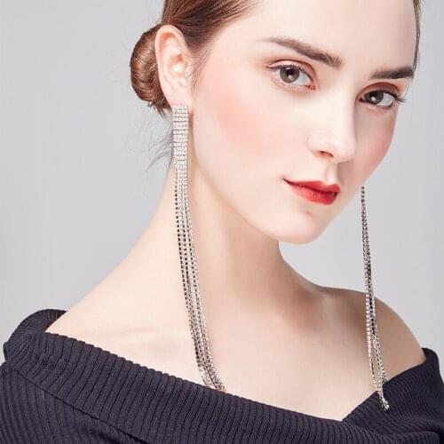 2019New Fashion earrings for woman in stud Best Glass long tassle Earrings For women party punk High Quality Silver Wholesale