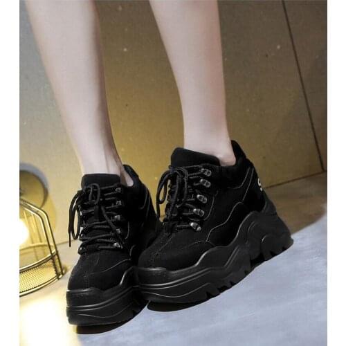 Women High Platform Shoes New Breathable Women Height Increasing Shoes 10 CM Thick Sole Trainers Sneakers Woman Deportivas Mujer