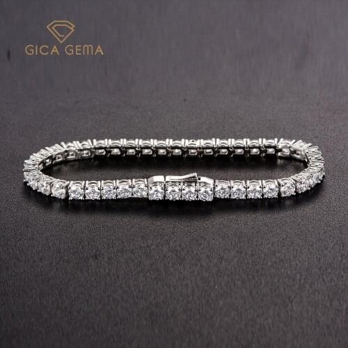 GICA GEMA100% 925 Sterling Silver Created Moissanite Gemstone Bangle Charm Wedding Bracelet Fine Jewelry Wholesale Drop Shipping