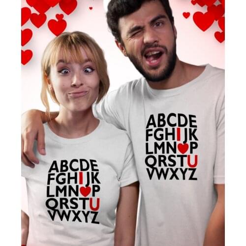 1PC Valentines Day T-Shirt ABC I Love You Valentine COUPLE T Shirt Valentines Gift for Her Gift for Wife Girlfriend T-SHIRT