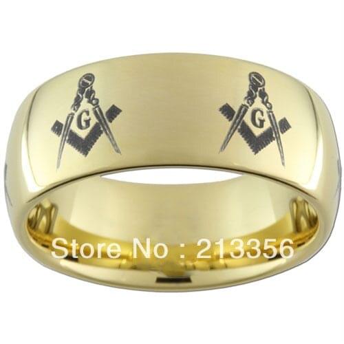 10PCS/LOT FREE SHIPPING!USA WHOLESALES CHEAP PRICE 8MM WOMEN&MENS HIS/HER GOLDEN DOME MASONIC FREEMASON FINE TUNGSTEN RINGS