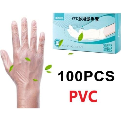 100pcs disposable PVC gloves food grade beauty salon catering transparent gloves Household Cleaning Industrial Wash перчатки