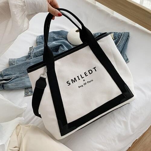 2021 Female Letter Canvas Bags Women Large Capacity Tote Handbag Ladies Casual Big Shoulder Bag Designer Luxury Top Handle Bags