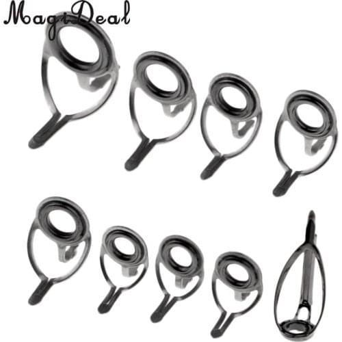 9Pcs Fishing Rod Guides Tip Eye Ring Casting Fishing Rod Repair Kit Building