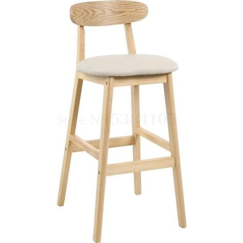 Bar stool solid wood creative bar chair European light luxury cash register back bar stool simple retro high stool