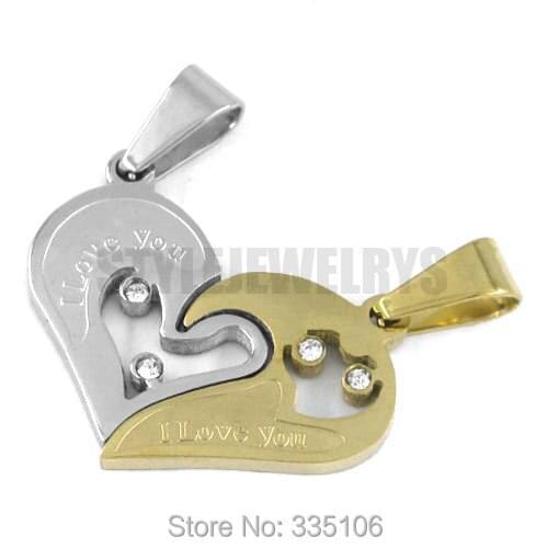 Free shipping! Lovers' Pendants Heart Pendant Stainless Steel Jewelry Fashion Rhinestone Gold Motor Pendant SWP0234
