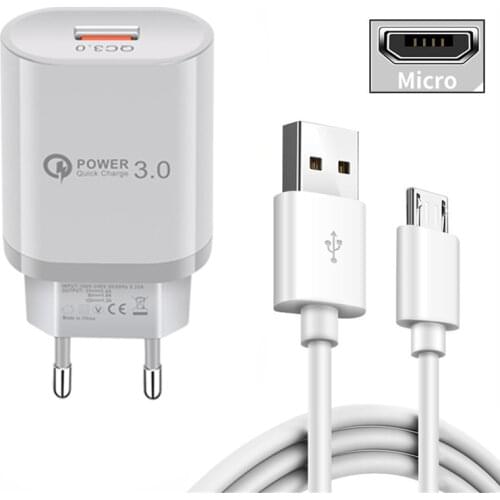 OPPO A9 A52 F7 Realme X2 3 6 Phone Charger 18W 3A Fast USB adapter Type C Micro Charge Cable For Samsung ZTE Nubia Z17 NOKIA 7.2