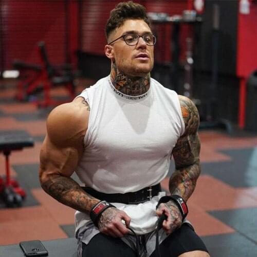 2021 Summer Mens Plus-Size New Fitness T-Shirt Sports Casual Vest Round Neck And Waistcoat Sleeveless Cotton Solid Color Top