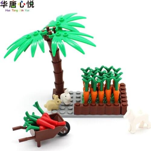 MOC City Turnip Garden Combination Rabbit Dog Cart 1 Set Model Educational Toys for Kids Compatible Building Blocks Gifts Cities