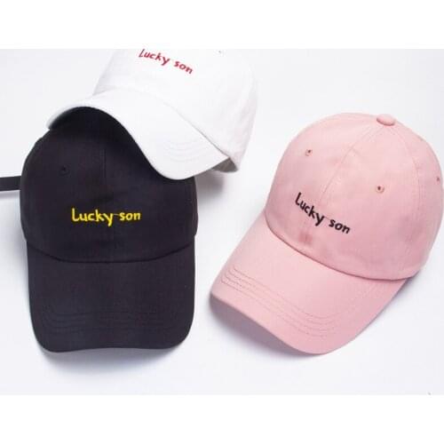 Lucky Son Letter Embroidery Cotton Casquette Baseball Cap Adjustable Snapback Hats for Men and Women 191