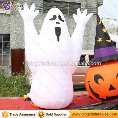 Customized Halloween 5 Meters high giant inflatable white ghost decorative blow up halloween models for display toys