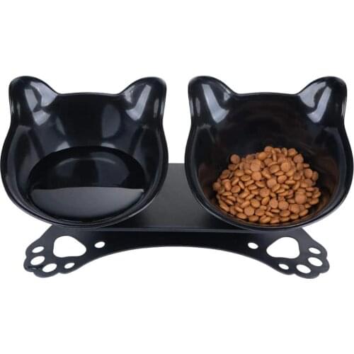 Raised Pet Cat Food Bowl Water Bowl With Non-slip Rubber Base Stand