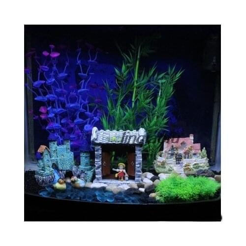 Aquarium landscaping package fish tank rockery scenery, simulation of aquatic plants and sand bottom decoration