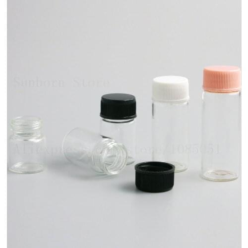 Small Glass Refillable Seal Bottle Vial Plastic Screw Cap Lid Empty Cosmetic Makeup Container Bottles Cans 5ml 10ml 30pcs