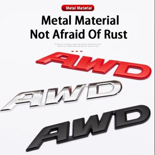 3D Metal AWD Car Emblem Styling Badge Car Sticker Tail Decals for Honda Mitsubishi Accord Outlander Lada Crv Accord Crosstour
