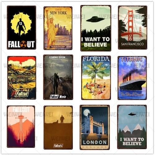 Cityscape Metal Plate Home Decoration Iron Plate New York Statue of Liberty Tin Sign Room Decor Wall Art Iron Poster Tin Plaque