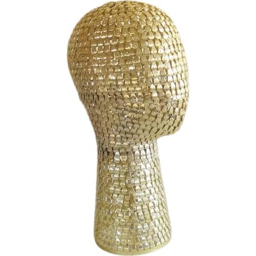 21'' Metal Wig Display Mannequin Head Model For Hat Cap Scarf Jewelry Toupee Display - Golden