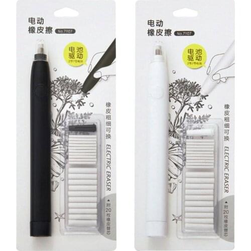 Kawaii Electric Pencil Eraser with 20pcs Refills for Kids Painting Sketch Drawing Office School Supplies Stationery P9YA