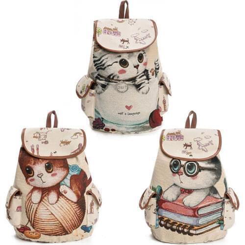 Cute Casual Drawstring Backpack Teenager Backpacks Cat School Bag Dropshipping Travel School Backpack For Teenage Girls