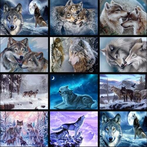 MTEN full Diamond Embroidery Wolf Mosaic 5D Cross Stitch Full Drill Diamond Painting DIY Sticker Decor Paintings