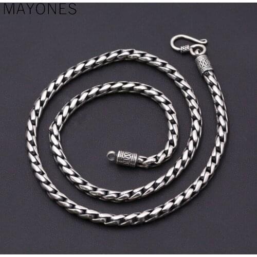 5mm 100% 925 Sterling Silver Men Necklace Trendy Punk Style Thai Silver Link Chain Male Keel Necklace Fashion Jewelry