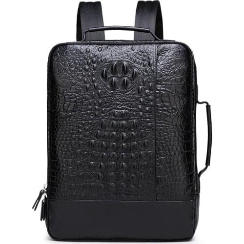 2021 New Brand 100% Genuine Leather Men Backpacks Alligator Real Natural Leather Student Backpack Boy Luxury Computer Laptop Bag