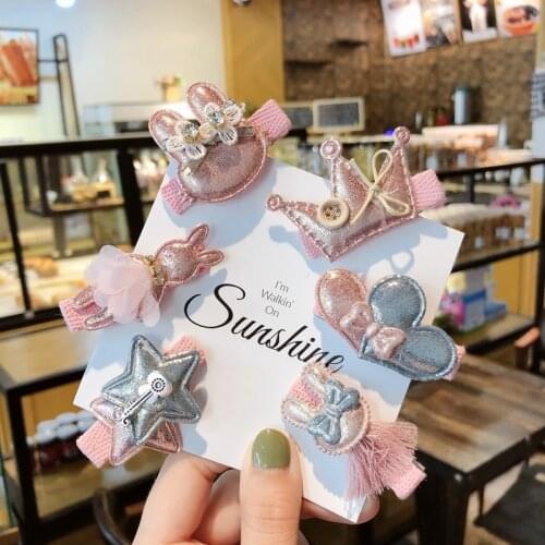 6Pcs Cute Baby Girls Headwears Kids Bowknot Flower Hair Pins Set Headbands Headdress Children Hair Accessories Gifts