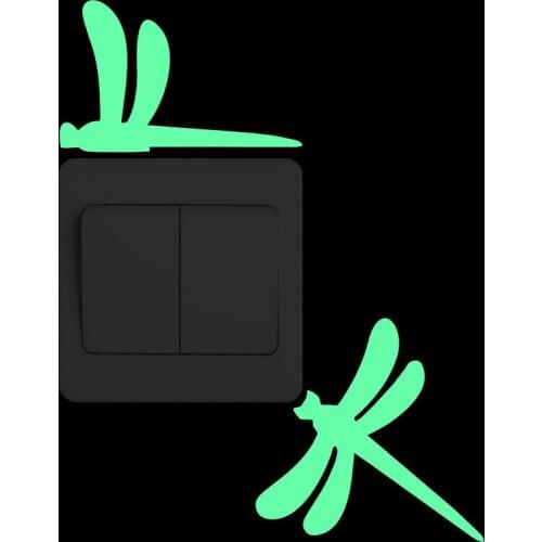 Dragonfly Light Switch Sticker Glow in the Dark Cartoon Wall Stickers for Kids Rooms Boy Girl Bedroom DIY Decoration Home Decor