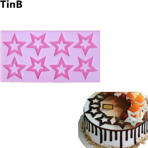 New Hollow five star Shape Silicone Cake Mold 3D chocolate mould for the kitchen baking Sugarcraft Decoration Tool Cake Stencil