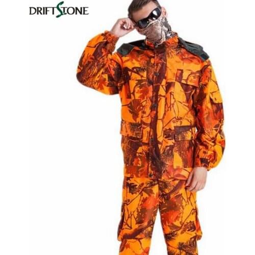 Orange Red Camouflage Clothes Set Breathable Waterproof Jacket + Pants Suit Bionic Camouflage Hunter Clothing