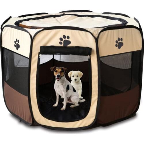 Pet Cage Portable Pet Tent Folding Dog House Indoor Playpen Breathable Outdoor Removable dog kennel Octagonal Fence