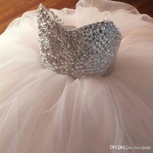 Crystal Beaded Flower Girl Dresses for Weddings Tulle Ball Gown Cheap First Communion Dresses For Girls Pageant Gowns