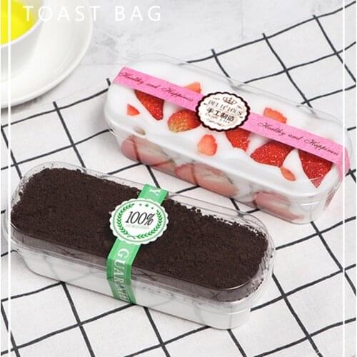 10pcs Net Red Rectangular Melaleuca Soy Milk Sawdust Box Cookies Fruit Ice Cream Brushed Cake Transparent Plastic Packaging Box