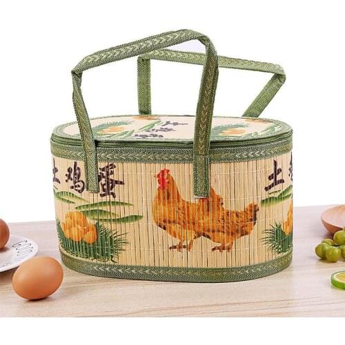 Country style hand-held bamboo picnic basket fruits and vegetables woven basket shopping basket vegetable storage