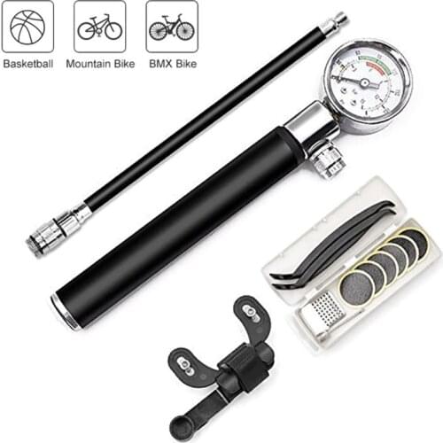 2021 Mini MTB Bike Air Pump With Pressure Gauge Portable Bicycle Tire Inflator Hand Pump Set With Tire Repair Tools